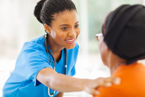 A nurse provides patient care
